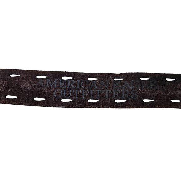 Vintage American Eagle Sz 38 Leather Belt 40" Adjustable Fit Brown - Picture 12 of 13
